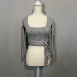 Kookai Gray Scoop Neck Crop Top Size 1 US Size 4